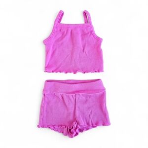 ADD-ON | Baby Gap Ribbed Tank Top & Shorts Set Pink Size 0-3 Months